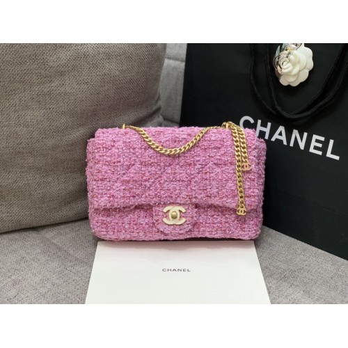 Chanel Tweed Pink Flap Bag 25cm