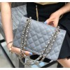 Chanel Light Blue Quilted Caviar 25 Classic Double Flap Gold Hardware Bag