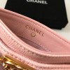 Chanel pink card holder in gold hardware
