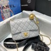 Chanel Lambskin & Gold-Tone Metal Mini Flap Bag Gray