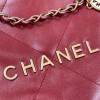 Chanel red leather tote shopping medium bag