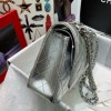 Chanel Silver Lambskin Medium Classic Double Flap Bag