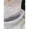 CHANEL 19 Handbag Tweeds Grey AS1160 26cm