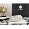 Chanel Top Handle silver hardware white lambskin mini bag