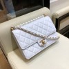 Chanel pearl Woc leather rhombic flap bag in white