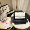 CHANEL 1112 White Medium Size 2.55 Lambskin Leather Flap Bag With Gold/Silver