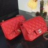 Chanel 17CM Mini Flap Red Bag Caviar Leather With Gold&Silver Hardware