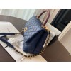 Chanel Coco Handle Blue Caviar Red Handle Large Bag