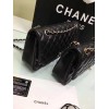 CHANEL black medium size 25 lambskin Leather Flap Bag with Gold/Silver Hardware