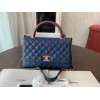 Chanel Coco Handle Blue Caviar Red Handle Large Bag