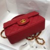 Chanel grained calfskin top handle flap bag red 20cm