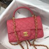 Chanel grained calfskin top handle flap bag pink 20cm