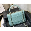 Chanel lampskin trendy handle flap bag blue 25cm