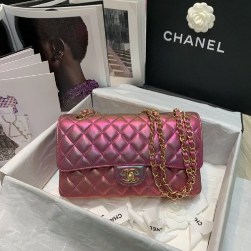 Chanel iridescent purple flap bag 25cm