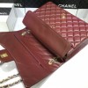 CHANEL 1112 Maroon Red Size 33cm Lambskin Leather Flap Bag With Gold / Silver Hardware