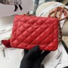 Chanel 17CM Mini Flap Red Bag Lambskin Leather With Gold&Silver Hardware