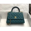 Chanel coco handle small blue caviar leather bag