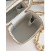 Chanel square vanity white leather mini bag
