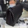 Chanel Lambskin Chevron Quilted 30cm Flap Black Bag