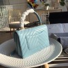 Chanel Chevron Trendy CC Flap Top Handle Blue Bag