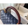 Chanel Coco Handle Blue Caviar Red Handle Large Bag