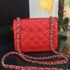 Chanel 17CM Mini Flap Red Bag Caviar Leather With Gold&Silver Hardware