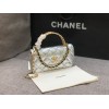 Chanel phone holder gold metal silver bag