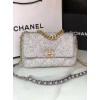 CHANEL 19 Handbag Tweeds Grey AS1160 26cm