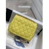 Chanel 17CM Mini Flap Yellow Bag Lambskin Leather Gold Hardware