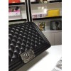 Chanel 30cm large boy bag black lambskin leather with silver&gold hardware