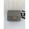 Chanel 17CM Mini Flap Grey Bag Caviar Leather With Gold Hardware