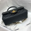 Chanel grained calfskin top handle flap bag black 20cm