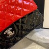 Chanel red patent leather CF flap bag 25cm