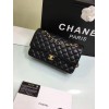 CHANEL black medium size 25 lambskin Leather Flap Bag with Gold/Silver Hardware