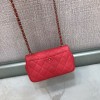Chanel black big chain flap bag in red lampskin