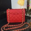 Chanel 17CM Mini Flap Red Bag Caviar Leather With Gold&Silver Hardware