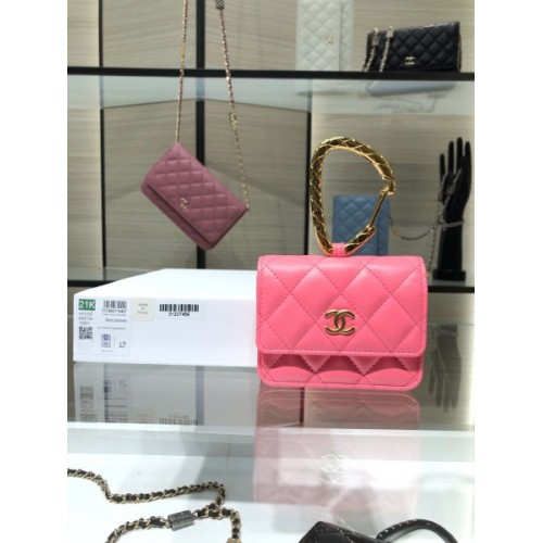 Chanel Lambskin Card Holder Pink AP2397