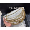Chanel 2019 white leather chain waist bag