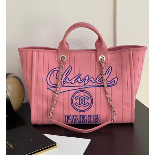 Chanel Deauville Pink Stripes 2WAY Shopping Bag