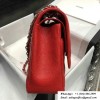 CHANEL Red Jumbo Calfskin Leather Double Flap Bag With silver/gold Hardware