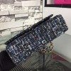 Chanel Double Flap Bag Medium Black Tweed Bag