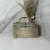 Chanel handle mini flap bag yellow snakeskin 20cm