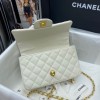 Chanel grained calfskin top handle flap bag white 20cm