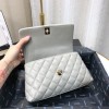 Chanel Coco Grained Calfskin Gray Flap Bag 24cm