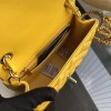 Chanel 17CM Mini Flap Yellow Bag Lambskin Leather With Gold&Silver Hardware