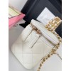 Chanel vanity white leather handle bag
