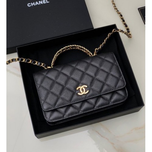 Chanel woc caviar handle black leather bag