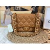 Chanel brown lampskin big chain flap bag