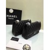 CHANEL 1112 black large size 30cm lambskin Leather Flap Bag with Gold/Silver Hardware
