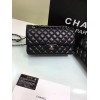 CHANEL black medium size 25 lambskin Leather Flap Bag with Gold/Silver Hardware